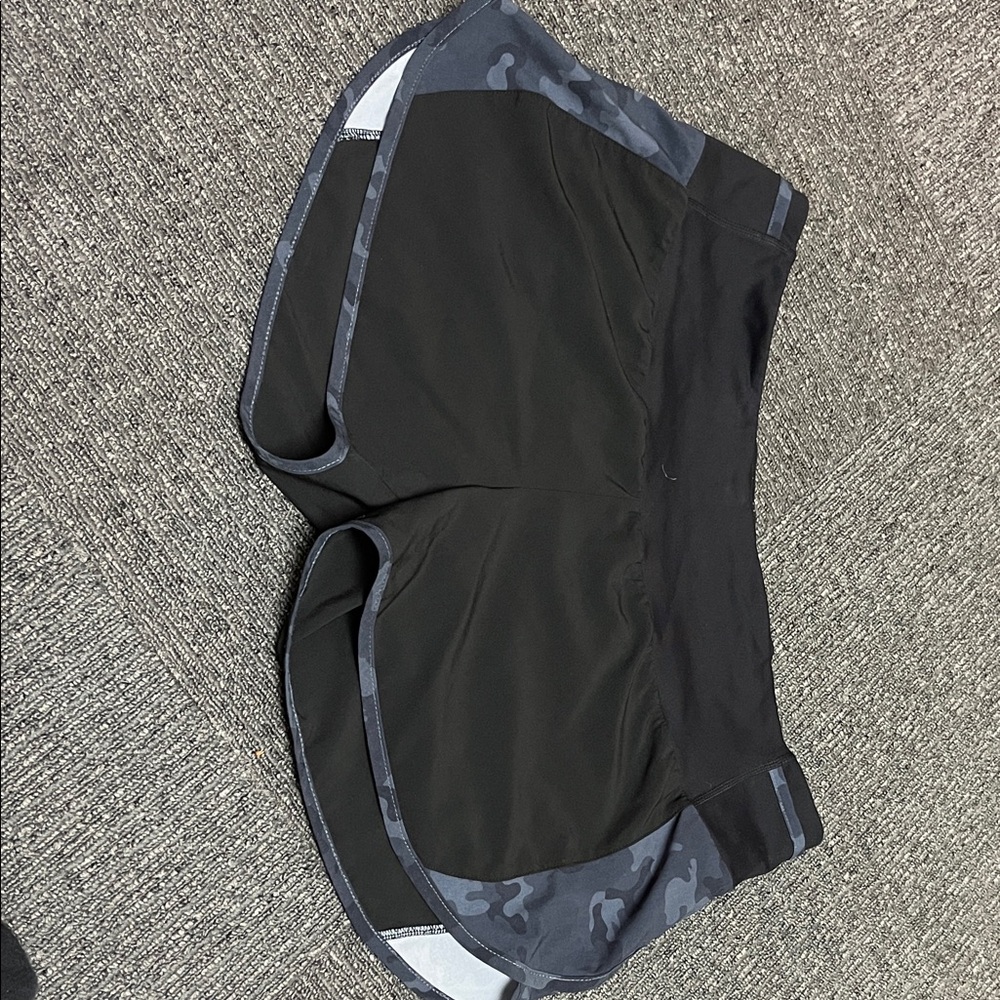 Black Athletic Running Shorts with Camo Trim
